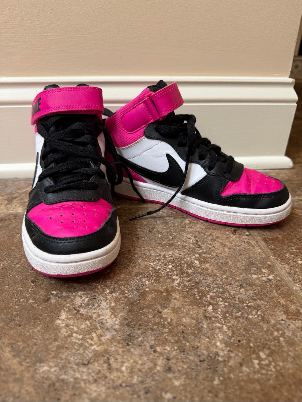 Nike Kids' High-Top Sneakers - Pink, Black & White